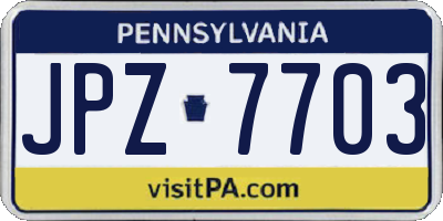 PA license plate JPZ7703