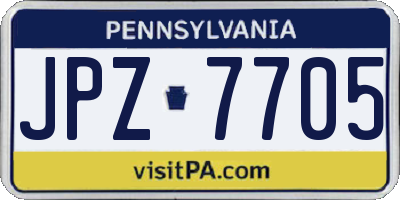 PA license plate JPZ7705