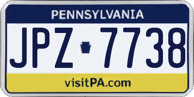 PA license plate JPZ7738
