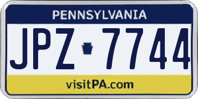 PA license plate JPZ7744