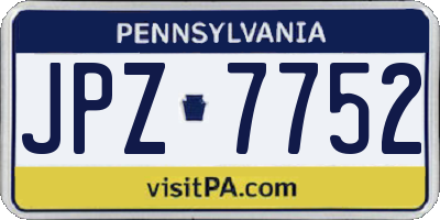 PA license plate JPZ7752