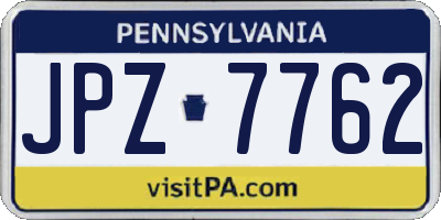 PA license plate JPZ7762