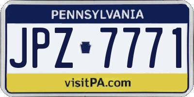 PA license plate JPZ7771