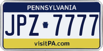 PA license plate JPZ7777