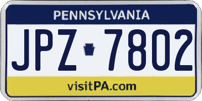 PA license plate JPZ7802