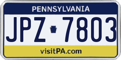 PA license plate JPZ7803