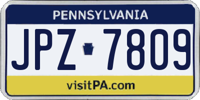 PA license plate JPZ7809