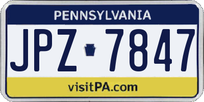 PA license plate JPZ7847