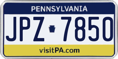 PA license plate JPZ7850
