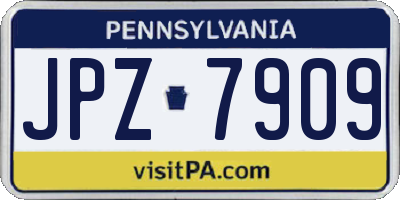 PA license plate JPZ7909