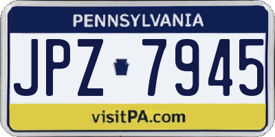 PA license plate JPZ7945