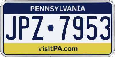 PA license plate JPZ7953