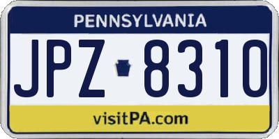 PA license plate JPZ8310