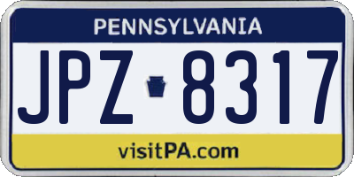 PA license plate JPZ8317