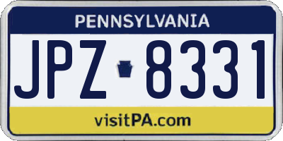 PA license plate JPZ8331