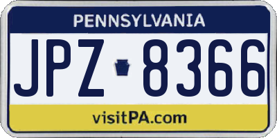 PA license plate JPZ8366