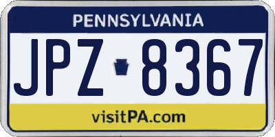 PA license plate JPZ8367