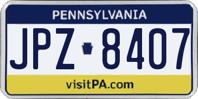 PA license plate JPZ8407