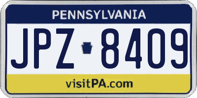 PA license plate JPZ8409