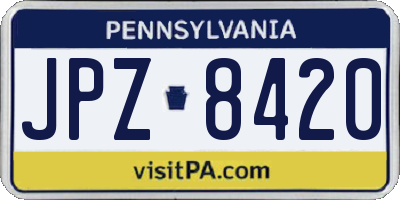 PA license plate JPZ8420