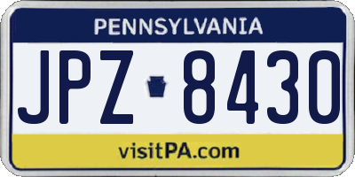 PA license plate JPZ8430