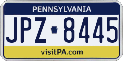 PA license plate JPZ8445