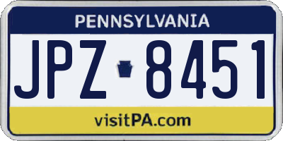 PA license plate JPZ8451