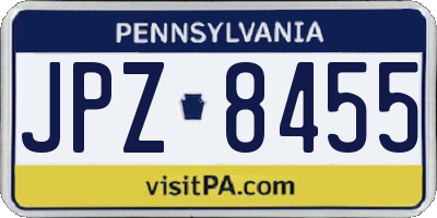 PA license plate JPZ8455