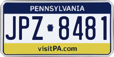 PA license plate JPZ8481