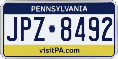 PA license plate JPZ8492