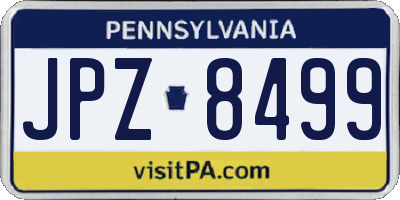 PA license plate JPZ8499