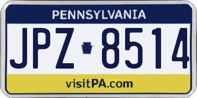 PA license plate JPZ8514