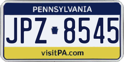 PA license plate JPZ8545
