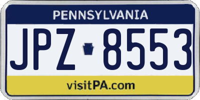 PA license plate JPZ8553