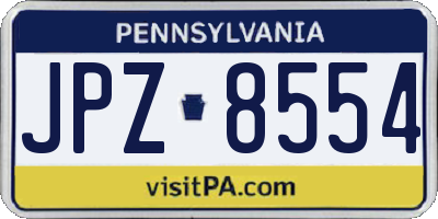 PA license plate JPZ8554