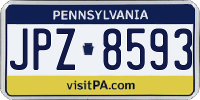 PA license plate JPZ8593