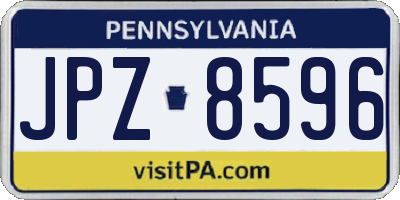 PA license plate JPZ8596