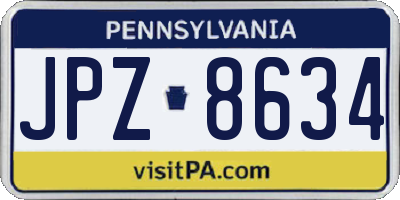 PA license plate JPZ8634