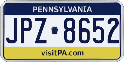 PA license plate JPZ8652