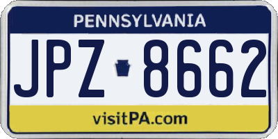 PA license plate JPZ8662