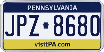 PA license plate JPZ8680