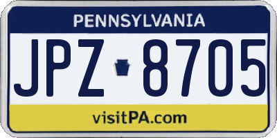 PA license plate JPZ8705