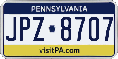 PA license plate JPZ8707