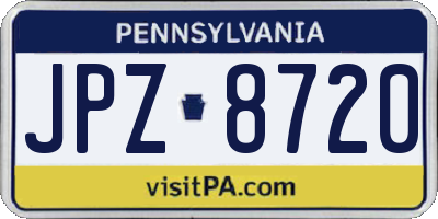 PA license plate JPZ8720
