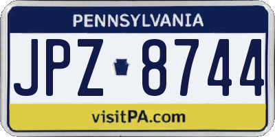 PA license plate JPZ8744