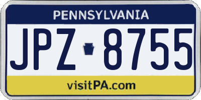 PA license plate JPZ8755