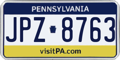 PA license plate JPZ8763