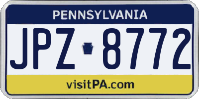 PA license plate JPZ8772