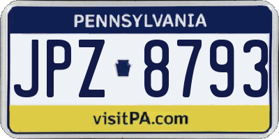 PA license plate JPZ8793