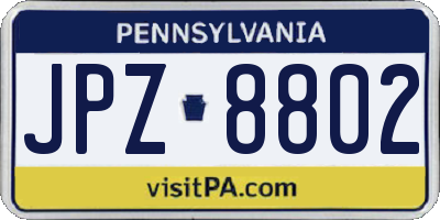 PA license plate JPZ8802